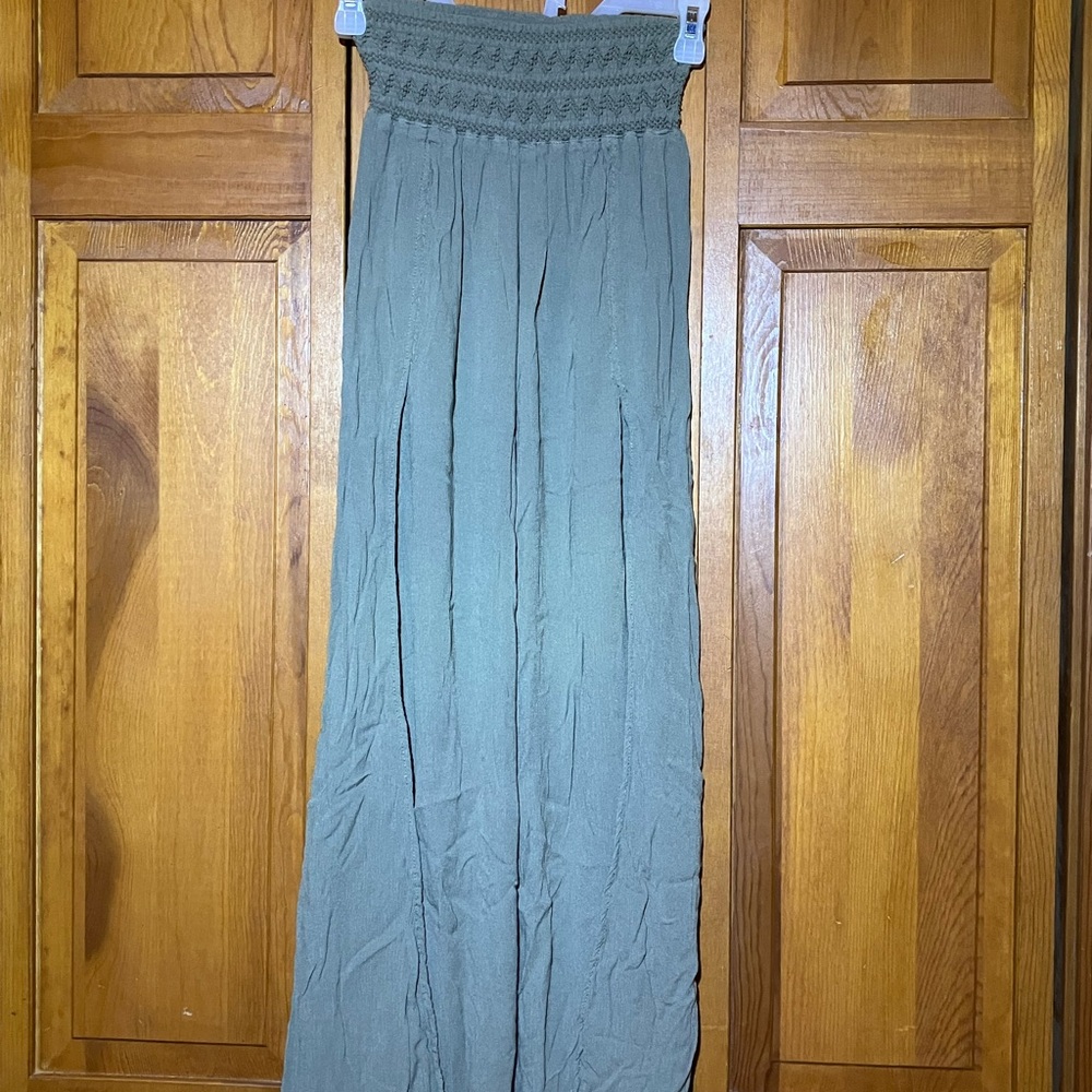 Sincerely Jules Olive Green Wide-Leg Split-Side Pants